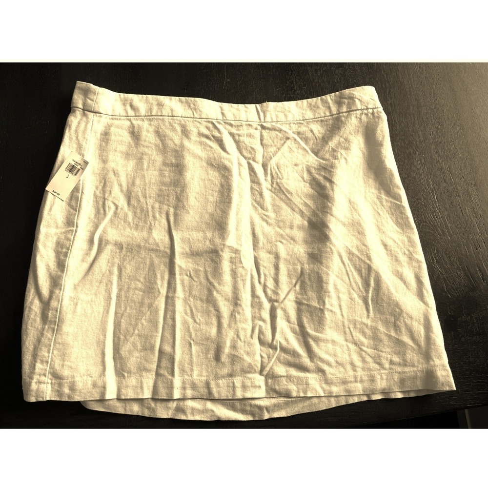Old Navy Womens Large Pale Yellow Linen Blend Elastic Back Mini Skirt‎ NWT Coast